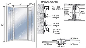 CRL Satin Anodized 60" Wide Triple Mirror Frame with 20" Center Panel