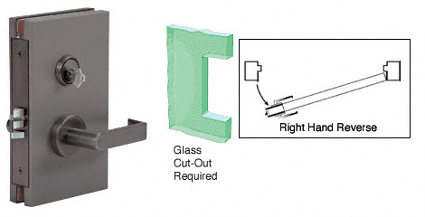 CRL Dark Bronze 6" x 10" RHR Center Lock With Deadlatch in Class Room Function
