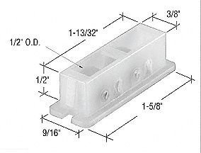 CRL 1/2" Flat Edge Nylon Sliding Window Roller with 9/16" Wide Housing