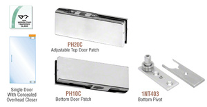 CRL Brushed Stainless North American Patch Door Kit for Use with Overhead Door Closer - Without Lock