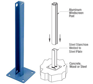 CRL Custom Color AWS Steel Stanchion for 180 Degree Round or Rectangular Center or End Posts