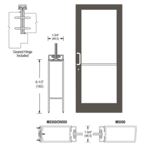 CRL-U.S. Aluminum Bronze Black Anodized 400 Series Medium Stile Active Leaf of Pair 3'0 x 7'0 Offset Hung with Geared Hinged Complete Door for 1" Glass with Standard MS Lock and Bottom Rail