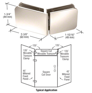 CRL Polished Nickel Traditional Style 135 Degree Movable Transom Clamp