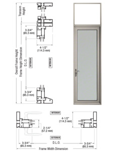 CRL Custom Clear Anodized Series 900 Hinge Left Swing Out Single Terrace Door with Transom Frame, 3-3/4" Bottom Rail, and Standard Threshold