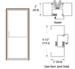 CRL-U.S. Aluminum Clear Anodized Class 1 Thermally Improved Up and Over Frame for a Single Door Prepped for Butt Hinges Using Surface Mount Door Closer