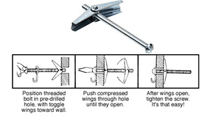 CRL Round Head 3/16" x 3" Toggle Anchors