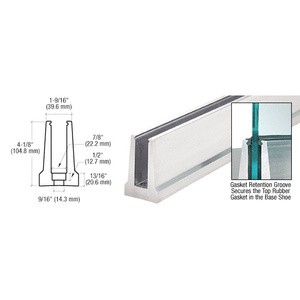 CRL B5T Series Mill Aluminum Custom Tapered Base Shoe for 1/2" to 5/8" Glass