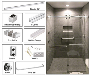 CRL Polished Stainless Steel  Deluxe 180 Degree Cambridge Series Two Door Bypass Sliding Shower Door System