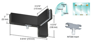 CRL Matte Black Left Hand Sidelite Transom Patch With Support Fin Bracket and 1NT300 Insert