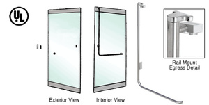 CRL-Blumcraft® Brushed Stainless Left Hand Reverse Rail Mount No Cylinder "Z" Exterior Top Securing Electronic Egress Control Handle