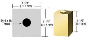CRL Brass 1-1/4" Square Standoff Base 1-1/2" in Length