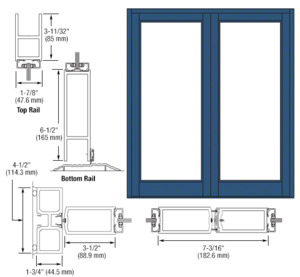 CRL-U.S. Aluminum Custom KYNAR® Paint Blank Pair Series 800 Durafront Medium Stile Center Hung Entrance Doors- No Prep