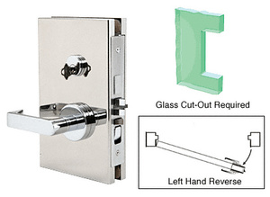 CRL Polished Stainless 6" x 10" LHR Center Lock With Deadlatch in Entrance Lock Function