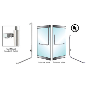 CRL-Blumcraft® Brushed Stainless Right Hand Reverse Rail Mount Keyed Cylinder/Thumbturn "B" Exterior Top Secured Deadbolt for 3/4" Glass