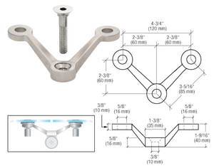 CRL Brushed Stainless Double Arm Spider Fitting 'V' Post Mount