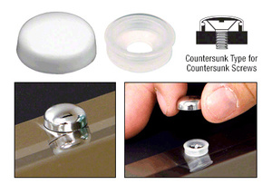 CRL White Countersunk Small Snap Cap Screw Covers