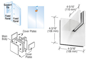 CRL Polished Stainless Patch Connector with Support Fin Bracket