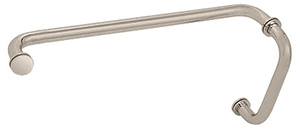 CRL Satin Nickel 8" Pull Handle and 18" Towel Bar BM Series Combination With Metal Washers
