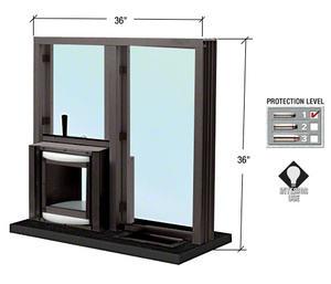 CRL Duranodic Bronze Anodized 36" W x 36" H Bullet Resistant Combination Exchange Window With Rotary Server Protection Level 1