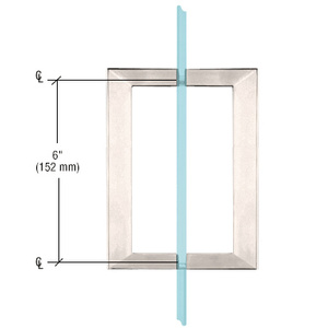 CRL Satin Nickel 6" x 6" SQ Series Square Tubing Back-to-Back Pull Handle