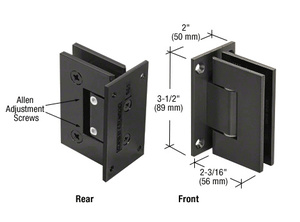 CRL Matte Black Geneva 337 Series Adjustable Wall Mount Full Back Plate Hinge