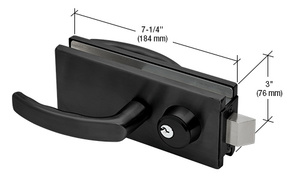 CRL Black Anodized Glass Mounted Latch with Lock, Thumbturn, and Lever Handles- North American