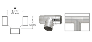 CRL Polished Stainless Flush Tee for 1-1/2" Tubing