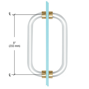 CRL 8" Acrylic Smooth Back-to-Back Shower Door Pull Handle with Brass Rings