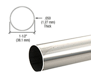 CRL Polished Stainless 1-1/2" Diameter Round .050" Tubing - 98"