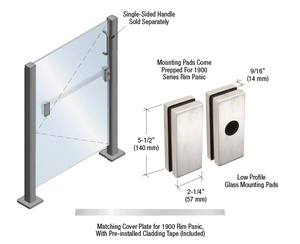 CRL Brushed Stainless Low Profile Glass Mounting Pads for 1900 Series Rim Panic