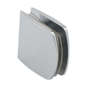 Polished Chrome 2" X 1-3/4" Cambered Face Wall Mount Glass Clip