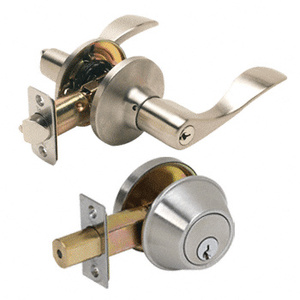 CRL Satin Nickel Niagara Steel Security Door Combination Lock Set