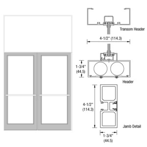 CRL-U.S. Aluminum White KYNAR® Paint 75-1/2" x 126" Series DF800 Tubular Center Hung Transom Frame Complete (2FT)