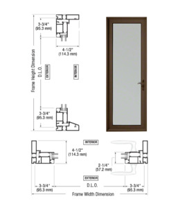 Custom Series 900 Class l Bronze Black Anodized Hinged Right Swing Out Terrace Single Door with 3-3/4" Bottom Rail and Standard Threshold