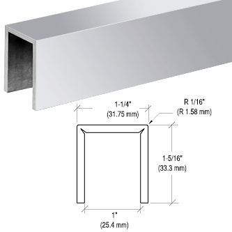 CRL Polished Stainless Crisp Corner 11 Gauge Cap Railing for 3/4" Glass - 120"