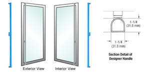 CRL-Blumcraft® Powder Coated Right Hand Aluminum/Wood Door Mount 'F' Exterior Designer Series Dummy Handle 