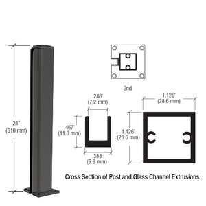 CRL Semi-Gloss Black 24" End Design Series Partition Post