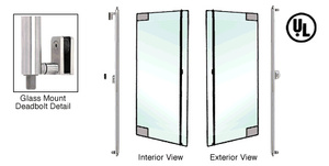 CRL-Blumcraft® Brushed Stainless Right Hand Glass Mount 'F' Exterior Top and Bottom Secured Deadbolt Handle With Cylinder Outside and Thumbturn Inside