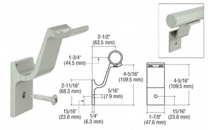 CRL Agate Gray Quick Connect Aluminum Hand Rail Bracket for 1-1/2" Diameter Tubing
