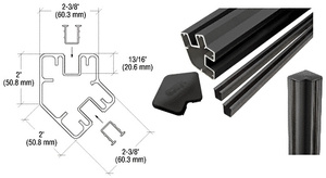 CRL Matte Black 60" Long 2" x 2-3/8" Rectangular 135 Degree Post Kit