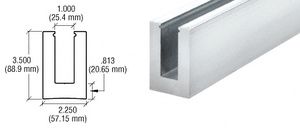 CRL 240" B5L Series Low Profile Square Aluminum Base Shoe Extrusion Only Undrilled for 1/2" to 5/8" Glass