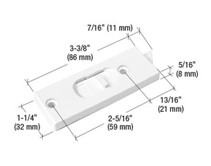 CRL White Tilt Window Latch with 2-5/16" Screw Holes