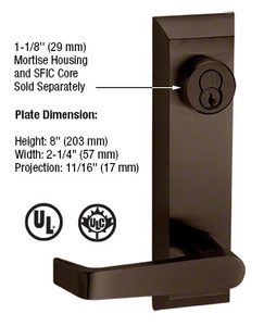 CRL Dark Bronze 1600 Series Prepped Lever Trim for 1900 Rim Panic Devices