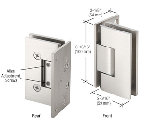CRL Brushed Nickel Vienna Adjustable Wall Mount Offset Back Plate Hinge