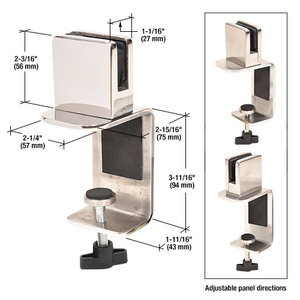 CRL Polished Stainless Square 3" C-Clamp for 1/4" Acrylic or Glass